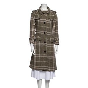 Burberry wool plaid print trench coat